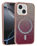 Encuentra la mejor funda con carga inalámbrica bling diamond crystal color ROSA GOLD para iPhone 13/14 en Guatemala.