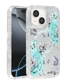 Protege tu iPhone 13 o 14 con estilo con este case transparente con cargador inalámbrico y diseño de flores en Guatemala.