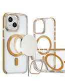 Encuentra la mejor funda magnética clara y delgada con soporte para cámara para iPhone en Guatemala con SlowBack en color DESERT GOLD.