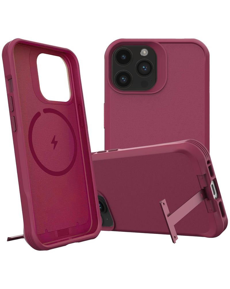 Compra la Funda de silicona con cargador wireless y soporte metálico para iPhone 14 Pro Max en Guatemala al mejor precio en SlowBack, tu mayorista de accesorios para iPhone.