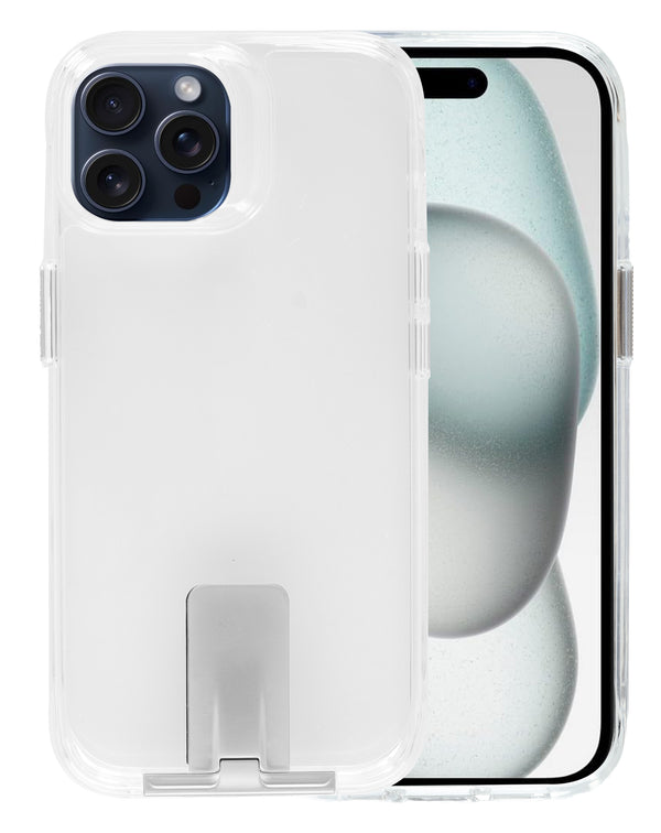 Funda transparente con soporte metálico para iPhone 14 Pro Max disponible en Guatemala, perfecta para proteger tu dispositivo.
