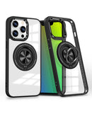 Protector transparente con carga inalámbrica y anillo para iPhone 14 Pro Max, en color negro, ideal para proteger tu dispositivo en Guatemala.