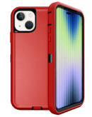 Encuentra fundas de alta resistencia para iPhone 14 y 13 en Guatemala con variedad de colores como rojo y negro.