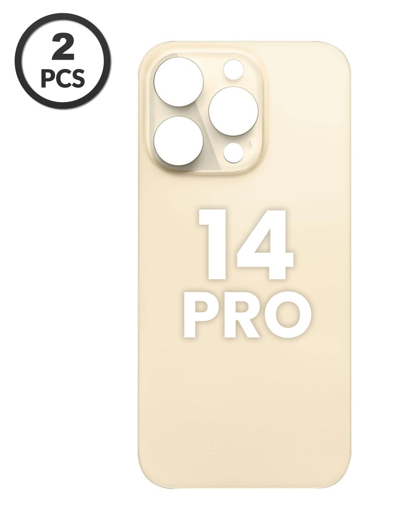 Tapa trasera de color dorado con orificio ampliado para cámara de iPhone 14 Pro en Guatemala.
