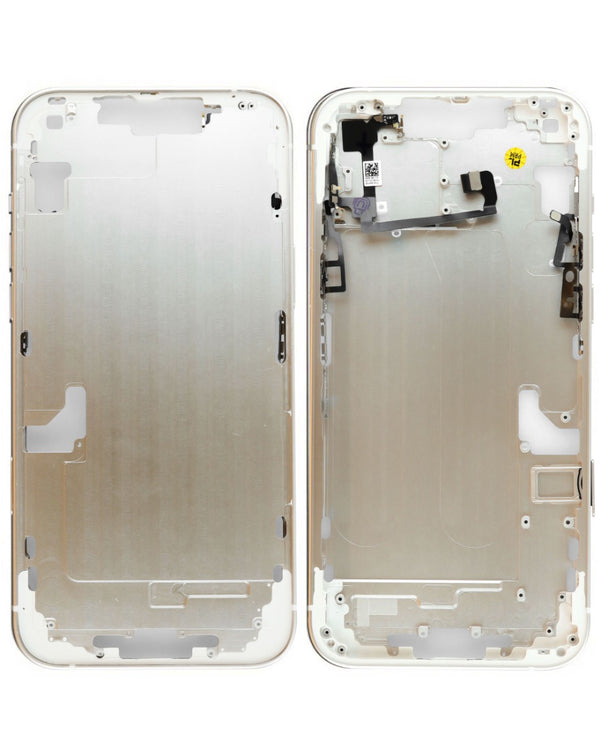 Reparación de marco intermedio con partes pequeñas para iPhone 14 Plus en Guatemala.