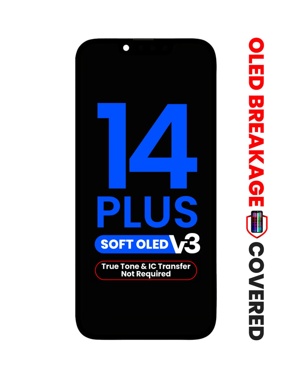 Reparación de pantalla Soft OLED sin transferencia de IC para iPhone 14 Plus en Guatemala.