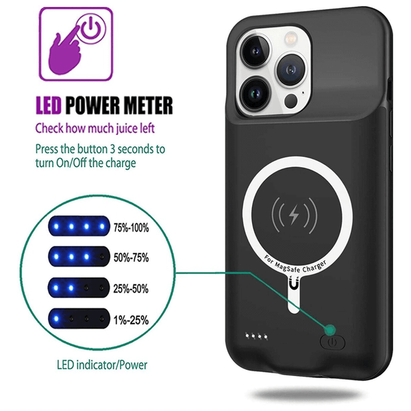 Encuentra el mejor estuche de carga slim con Msafe Charging de 7000mAh para iPhone 14 Pro en Guatemala.
