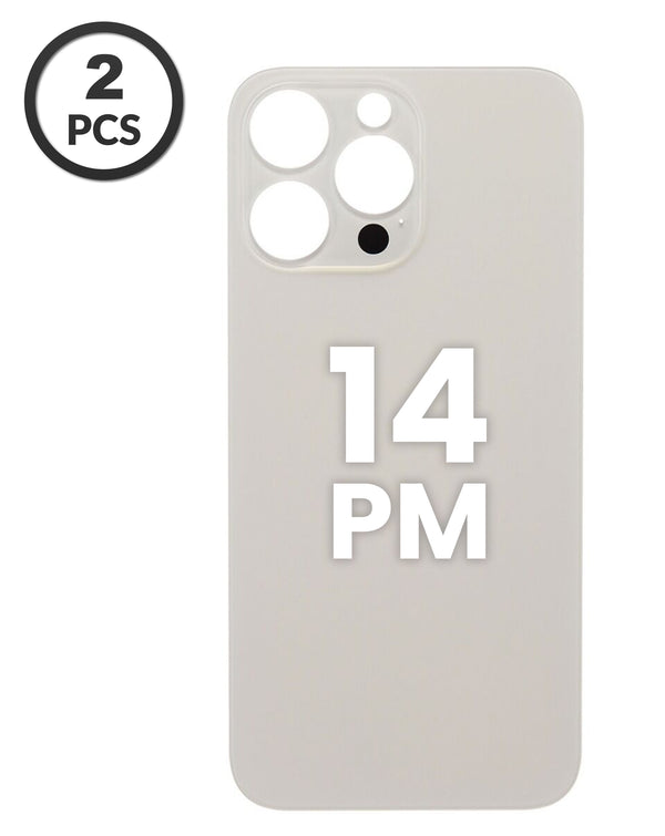 Tapa trasera para iPhone 14 Pro Max color dorado sin logo y con orificio ampliado para cámara en Guatemala.