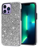 Encuentra la mejor funda de protección de doble capa Bling Diamond Plateado para iPhone 14 Pro en Guatemala.