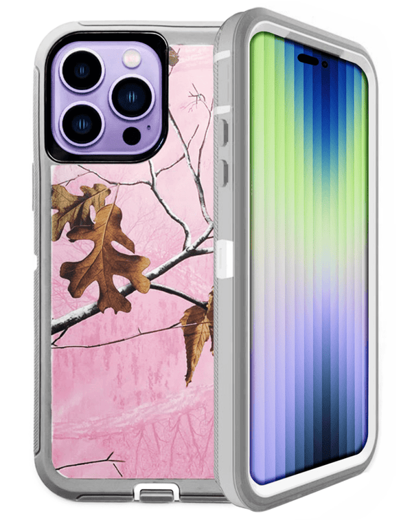 Protege tu iPhone 14 Pro Max con estilo en Guatemala con esta funda heavy duty en color camo pink.