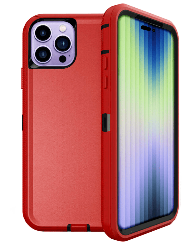 Encuentra la mejor funda de alta resistencia para tu iPhone 14 Pro en Guatemala de color rojo y negro en SlowBack, mayorista de accesorios Apple.
