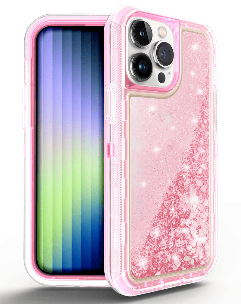 Encuentra la mejor funda bumper con glitter líquida para iPhone 14 Pro en Guatemala.