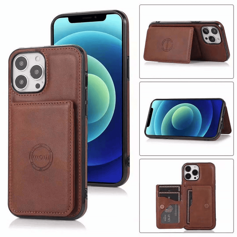 Funda billetera de cuero para iPhone 14 Pro en Guatemala, mayorista de fundas de cuero, reparación de fundas.