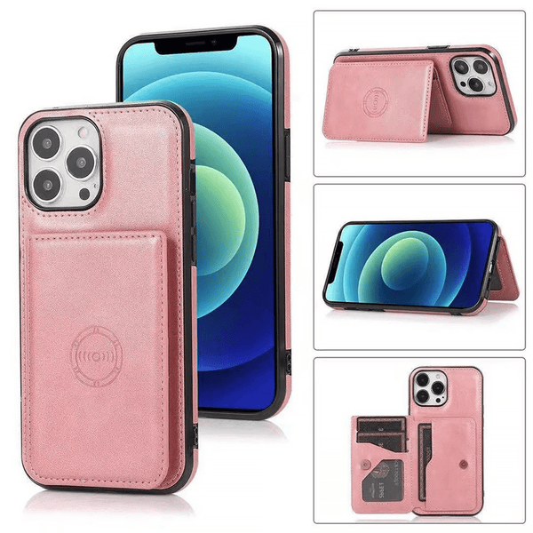 Protege tu iPhone 14 Pro con estilo con esta funda de cuero color rosa en Guatemala.