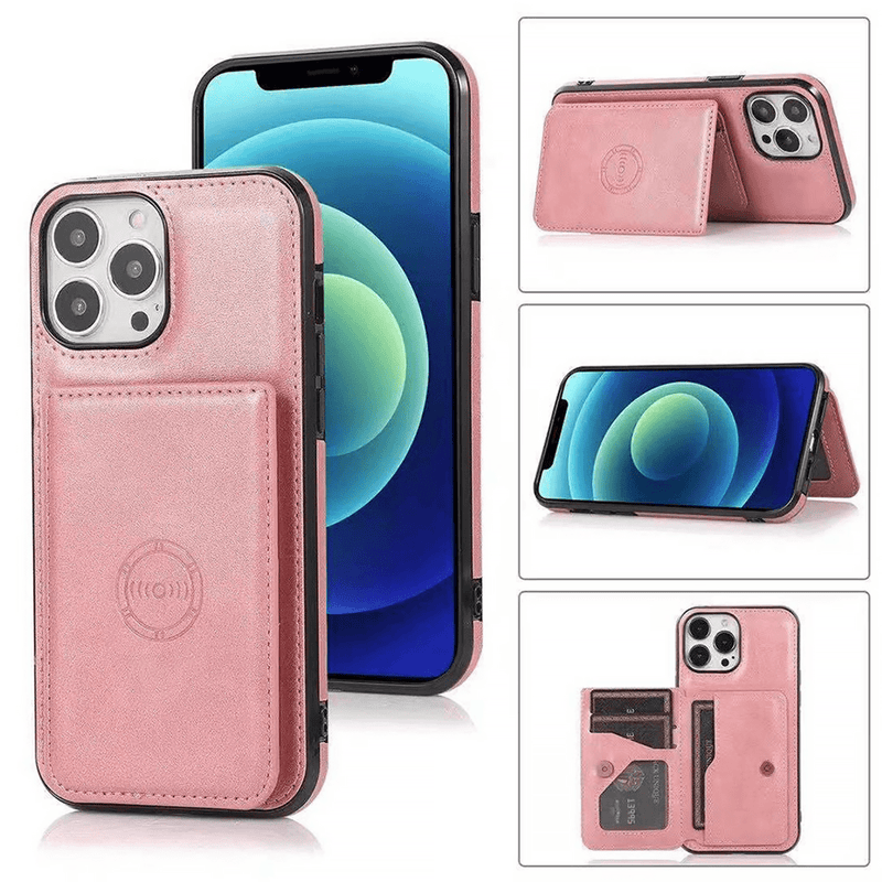 Protege tu iPhone 14 Pro con estilo con esta funda de cuero color rosa en Guatemala.