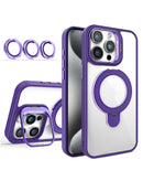 Funda transparente magnetica con 2 soportes y lente de camara iPhone 14 Pro Max - DARK PURPLE