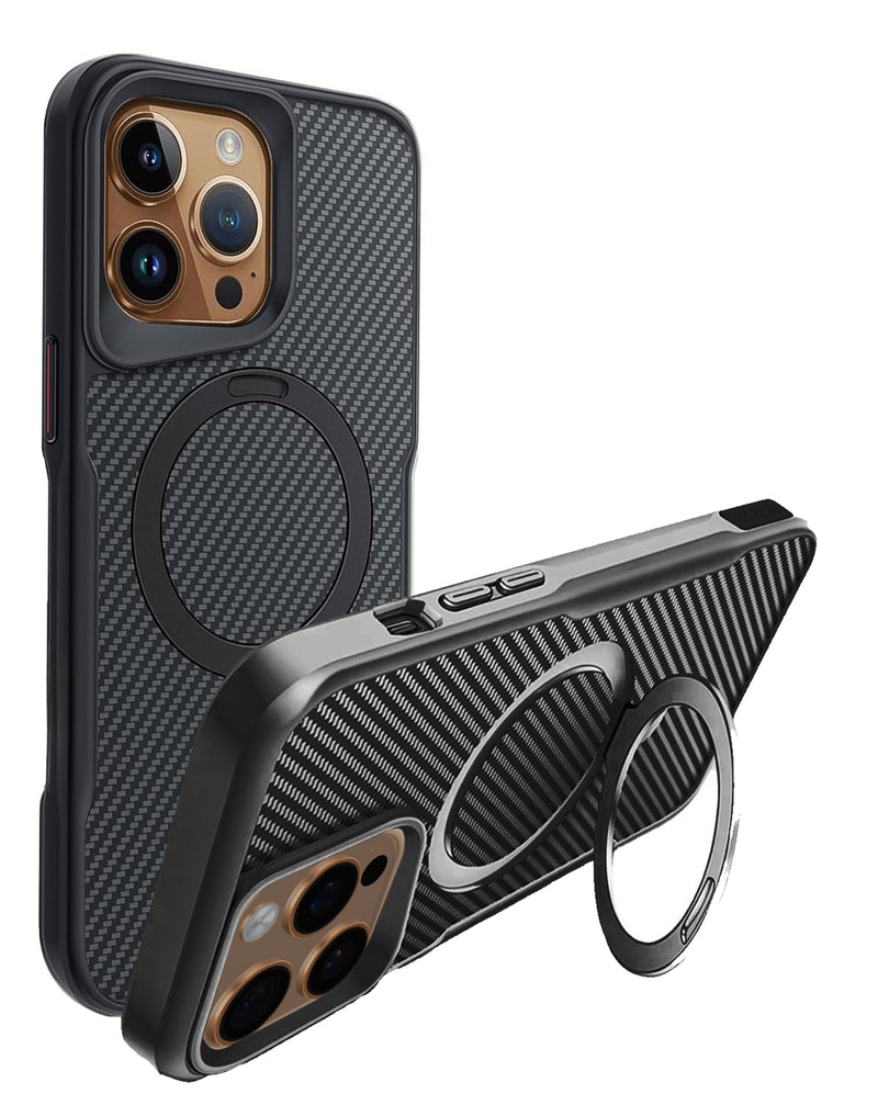 Encuentra la mejor funda con soporte de patada magnético de fibra de carbono para tu iPhone 14 Pro Max en Guatemala.