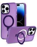 Estuche de carga inalámbrica Carbon con soporte de anillo para iPhone 14 Pro Max en color morado en Guatemala.