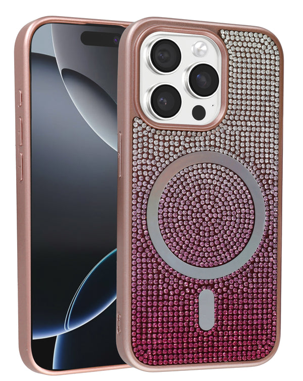 Encuentra la mejor funda bling de cristal diamante ROSE GOLD para tu iPhone 14 Pro Max en Guatemala.