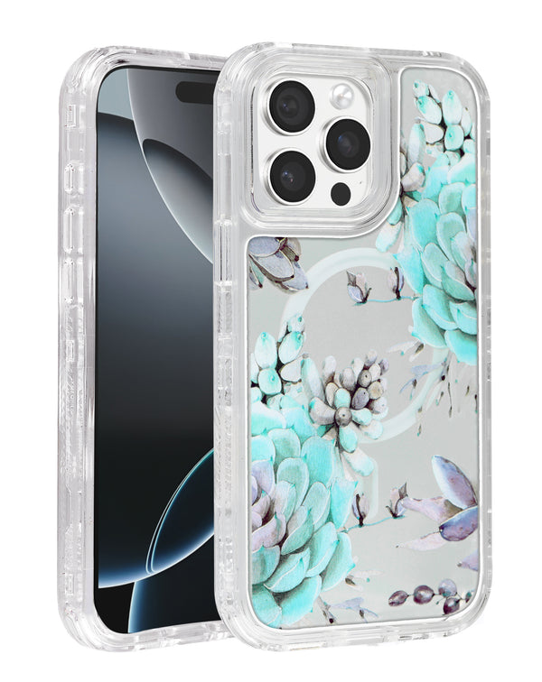 Encuentra la funda transparente Flower Design con cargador inalámbrico para iPhone 14 Pro Max en Guatemala, varias opciones disponibles en mayoristas y tiendas de accesorios para celular.