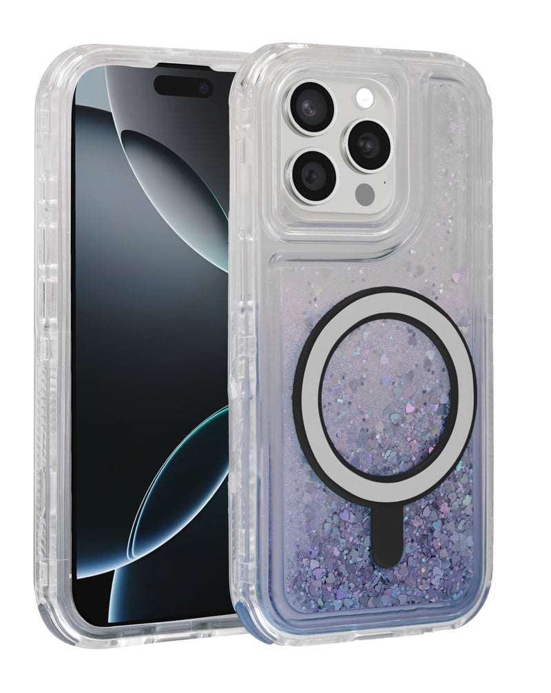 Compra la funda bumper con carga inalámbrica y glitter líquido para tu iPhone 14 Pro Max en Guatemala.