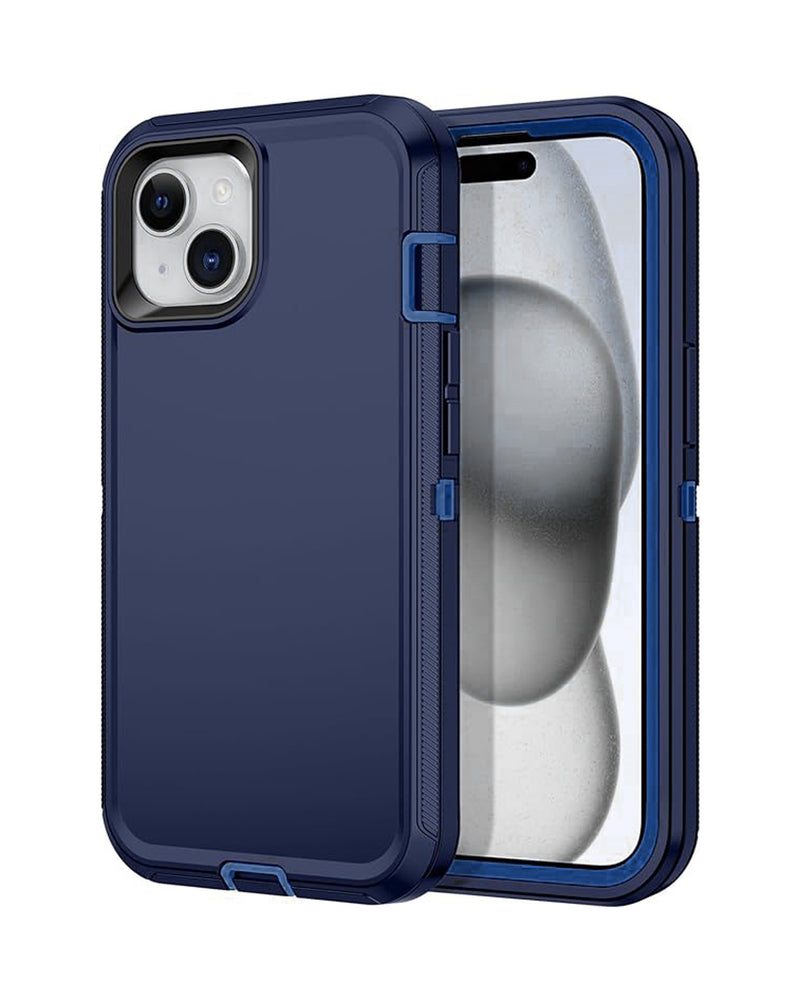 Protege tu iPhone 15 con una funda robusta color azul marino en Guatemala, disponible en mayoristas y tiendas de accesorios.