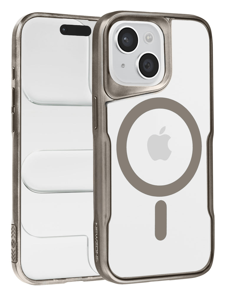 Funda magnética glossy y transparente TITANIUM para iPhone 15 en Guatemala, venta al por mayor en tiendas de accesorios para celulares.