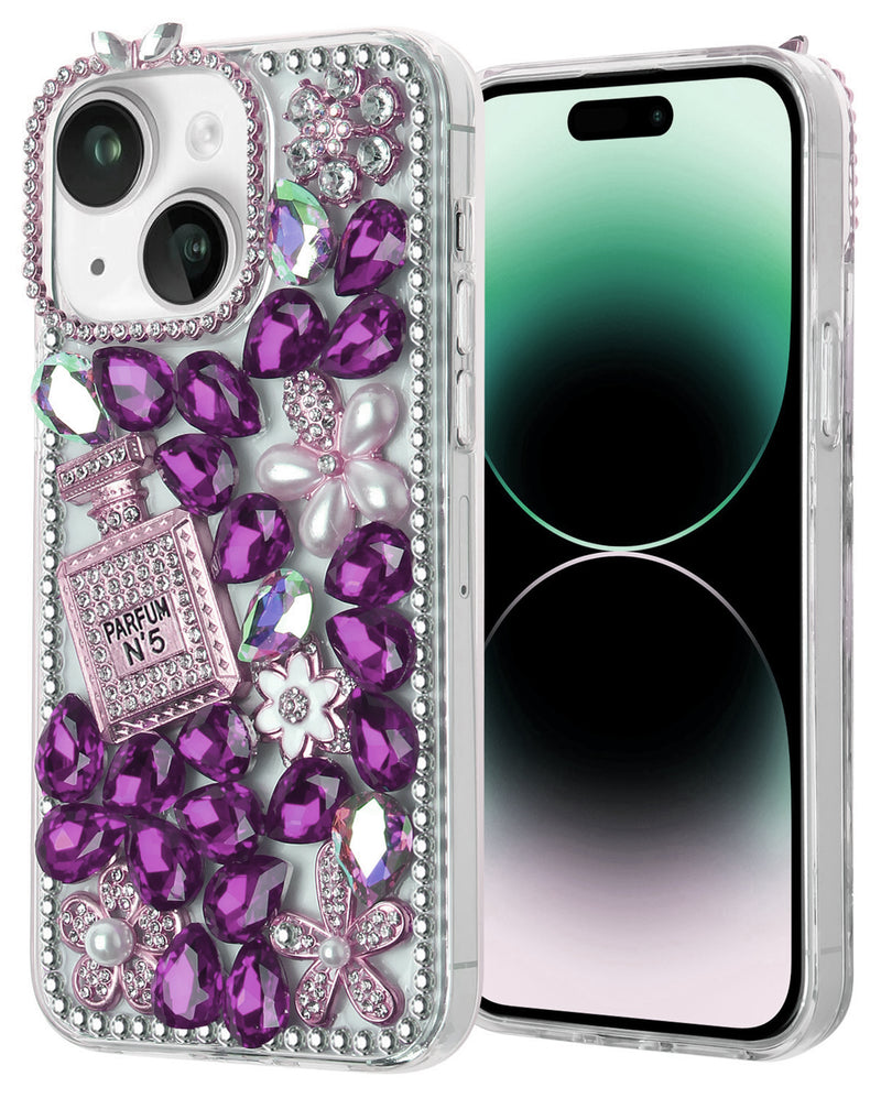 Funda silicone Crystal Flower Perfume iPhone 15 PURPLE