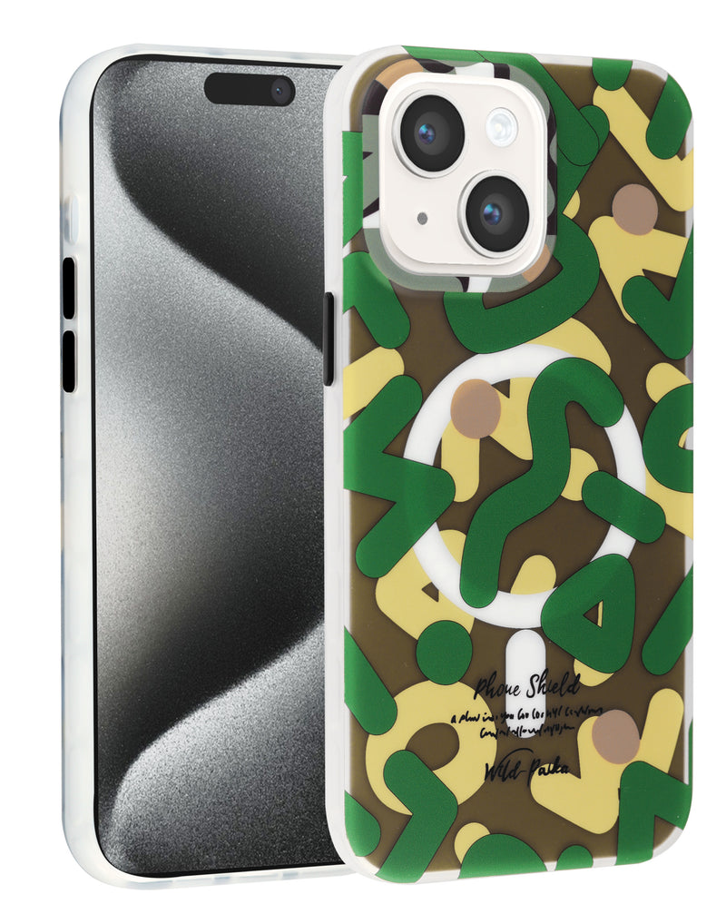 Encuentra la mejor funda magnética con carga inalámbrica y diseño Graffiti para iPhone 15 en Guatemala.