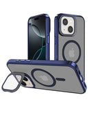Encuentra la mejor funda azul marino con soporte de cámara y carga inalámbrica para iPhone 15 en Guatemala.