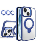 Case magnetico transparente con 2 soportes y lente para camara iPhone 15