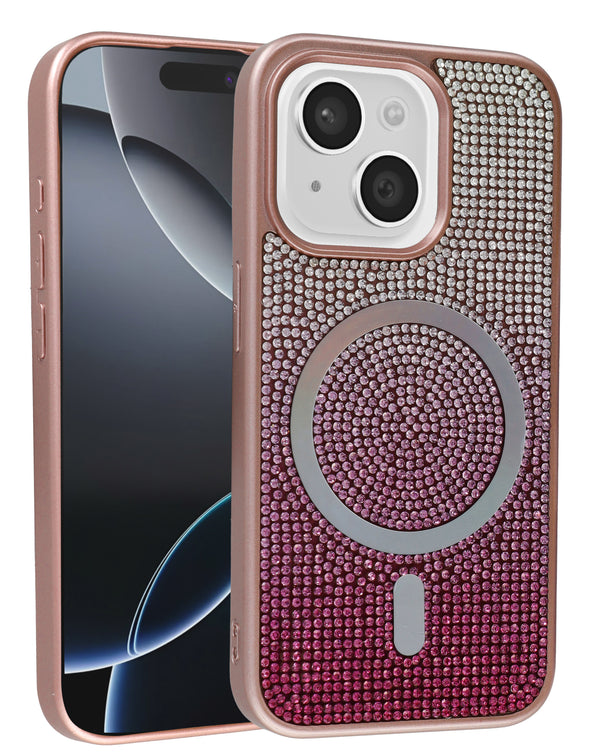 Encuentra la mejor funda con carga inalámbrica y diseño diamond crystal para iPhone 15 en Guatemala.