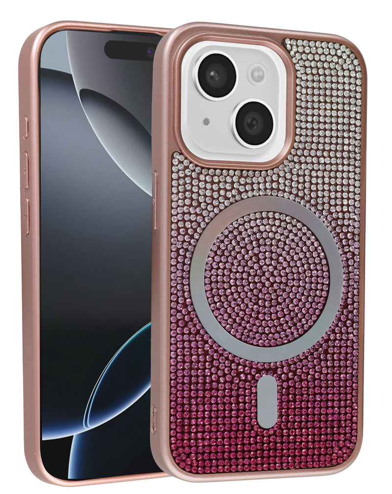 Encuentra la mejor funda con carga inalámbrica y diseño diamond crystal para iPhone 15 en Guatemala.