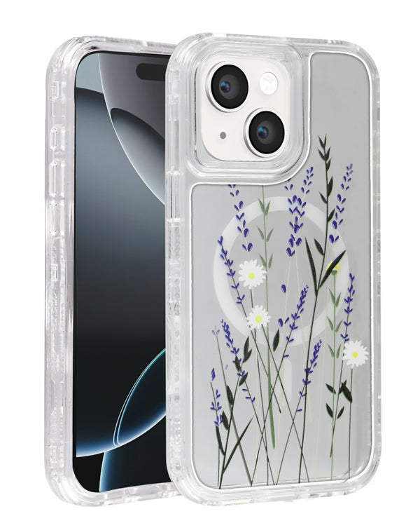 ¡Encuentra la funda transparente Flower Design con cargador inalámbrico para iPhone 15 en Guatemala en SlowBack, tu mayorista de accesorios para iPhone!
