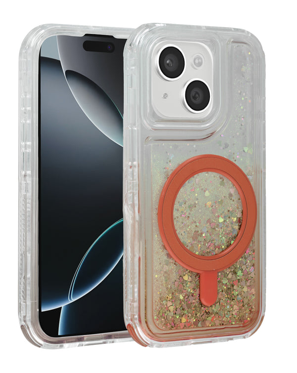 Encuentra la mejor Case protectora con carga inalámbrica glitter liquid bumper para iPhone 15 RED en Guatemala.