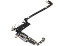 Puerto de carga plateado con cable flex para iPhone 17 Pro Max (A2xx) premium, repuesto de carga.
