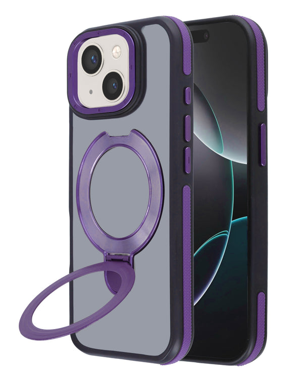 Compra una funda transparente mate con carga inalámbrica y soporte para iPhone 15 Plus en Guatemala.