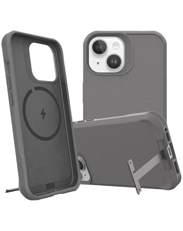 Crea un combo perfecto para tu iPhone 15 Pro en Guatemala con esta funda de silicona que incluye cargador inalámbrico y soporte de metal, disponible en SlowBack.