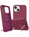 Funda de silicona con cargador inalámbrico y soporte metálico para iPhone 15 Pro en color rojo en Guatemala.