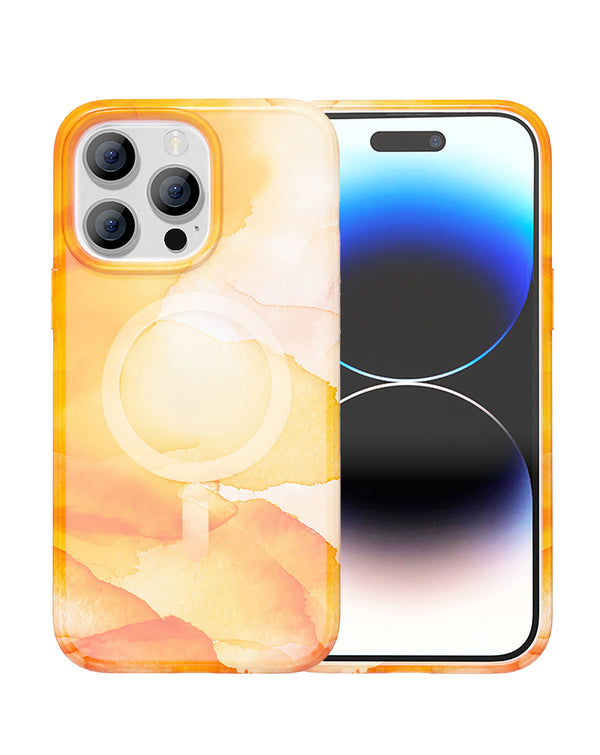 Encuentra en Guatemala este case naranja con carga inalámbrica Full Ink Painting para iPhone 15 Pro en SlowBack, mayorista de accesorios telefónicos.
