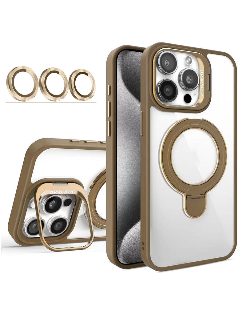 Encuentra la funda transparente magnética con soportes para iPhone 15 Pro en Guatemala, ideal para proteger tu dispositivo y su cámara.