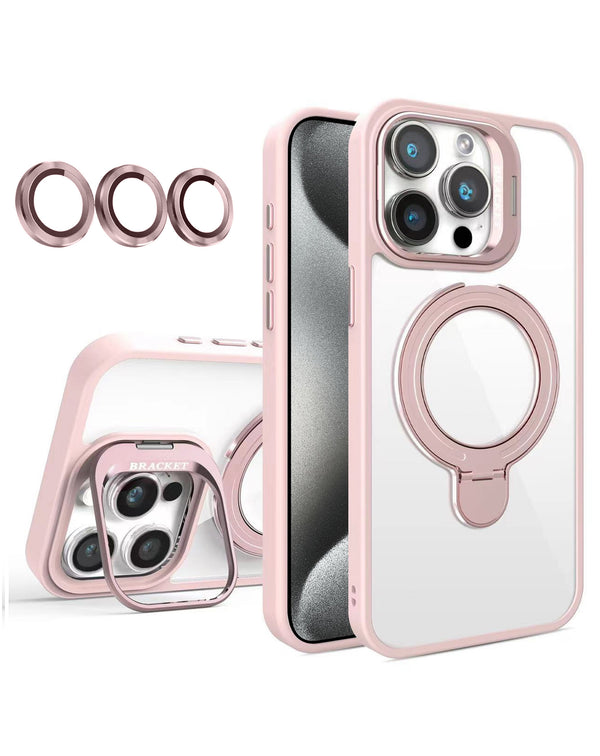 Compra la funda transparente magnética con 2 soportes y lente de cámara para iPhone 15 Pro en Guatemala, ideal para proteger tu dispositivo con estilo.