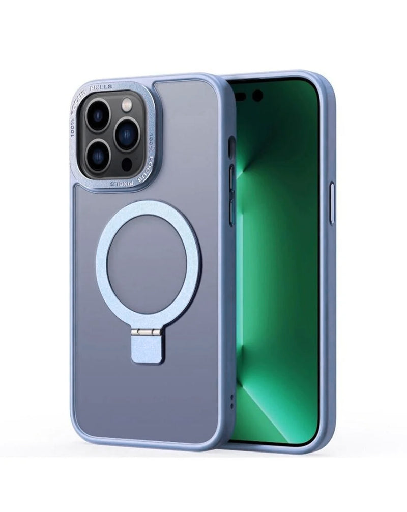 Encuentra en Guatemala el Case de carga wireless con soporte de anillo en color LIGHT BLUE para iPhone 15 Pro de la marca SlowBack.