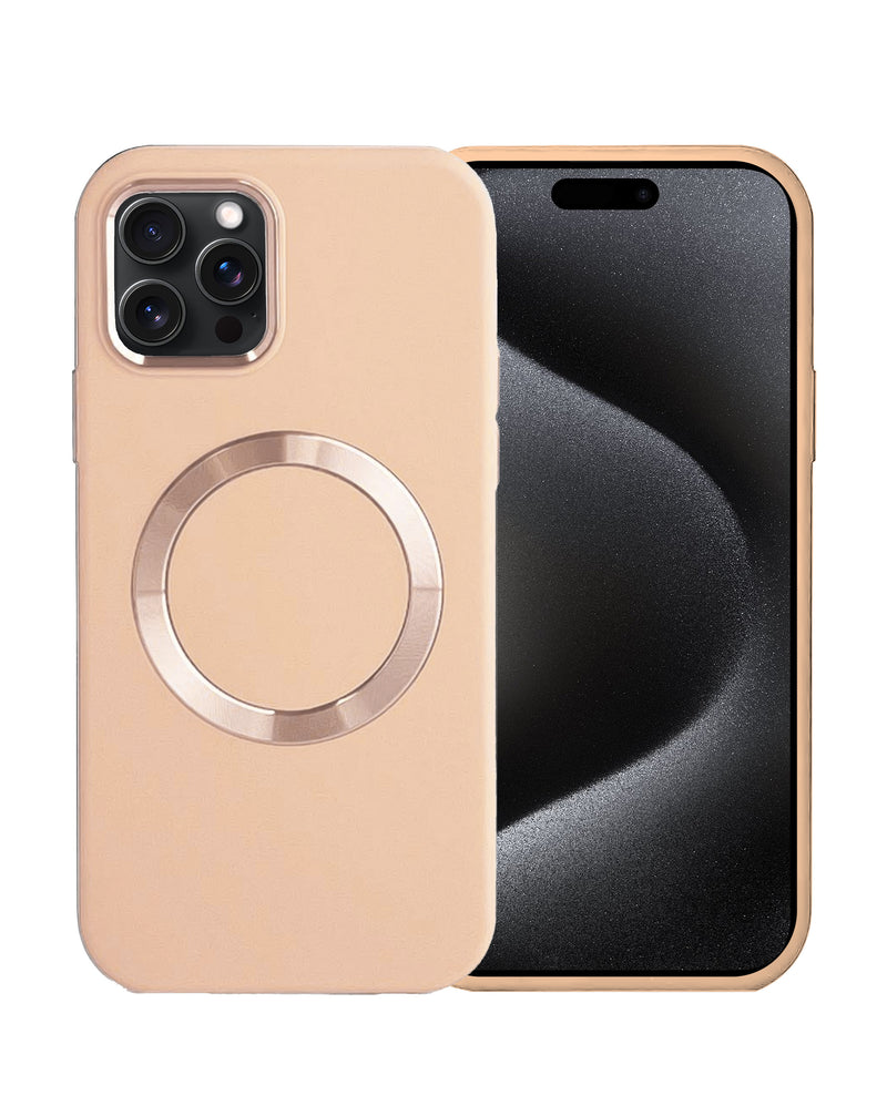 Encuentra la mejor funda de silicona beige con carga inalámbrica para tu iPhone 15 Pro en Guatemala.
