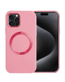 Encuentra la Funda de silicona soft solid con carga inalámbrica para iPhone 15 Pro en Guatemala, disponible en color rosa.