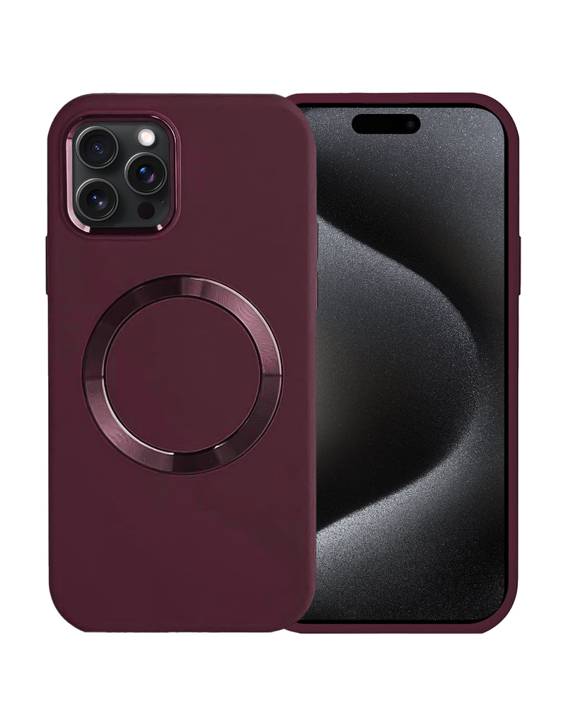 Encuentra la funda de silicona sólida con carga inalámbrica para iPhone 15 Pro en Guatemala, disponible en color maroon en tiendas de accesorios para celulares.