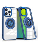 Compra al por mayor en Guatemala el Case de carga inalámbrica transparente con soporte para anillo en color azul para iPhone 15 Pro, ideal para proteger tu dispositivo y cargarlo de forma práctica.