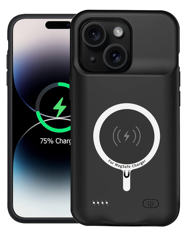 Encuentra el mejor case de carga slim con Msafe Charging de 8500mAh para iPhone 15 Plus en Guatemala.