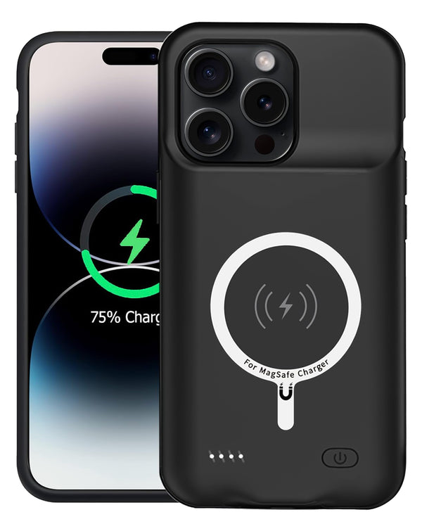 Encuentra en Guatemala el case de carga slim Msafe Charging 8500mAh para iPhone 15 Pro Max y más.