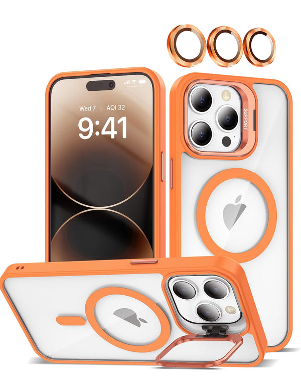 Encuentra en Guatemala un estuche de silicona y soporte para cámara con lente de SlowBack en color naranja.